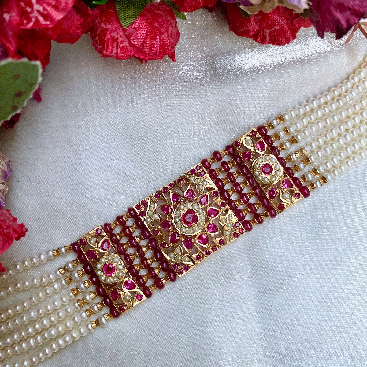 ruby choker gold plated silver