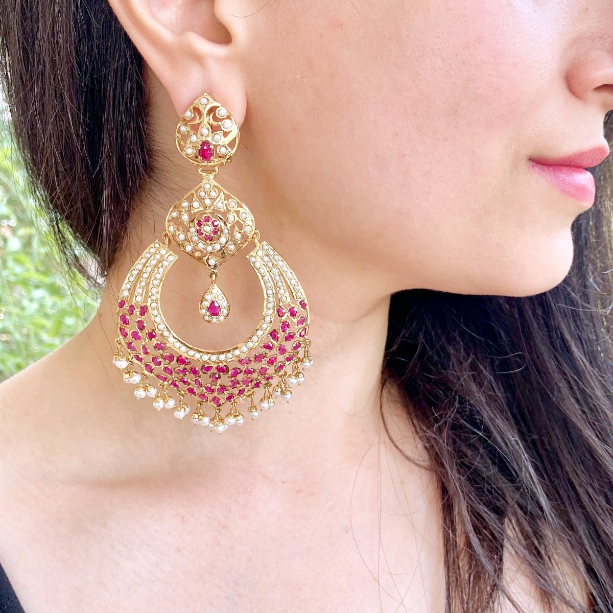 long and big chandbali earrings for women