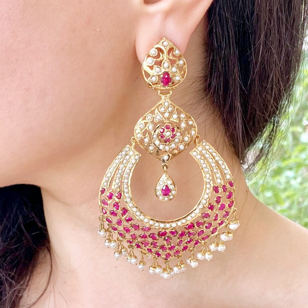 sensational big jadau earrings