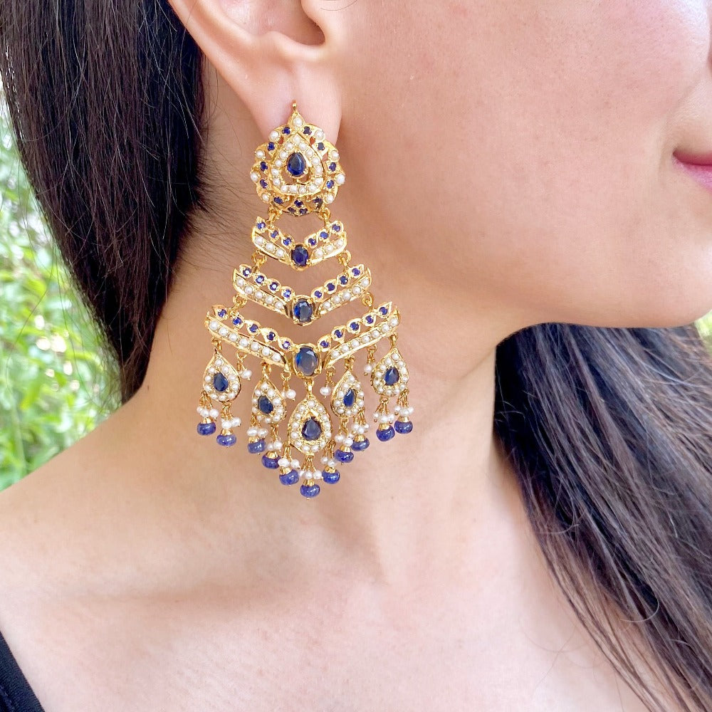 blue sapphire danglers