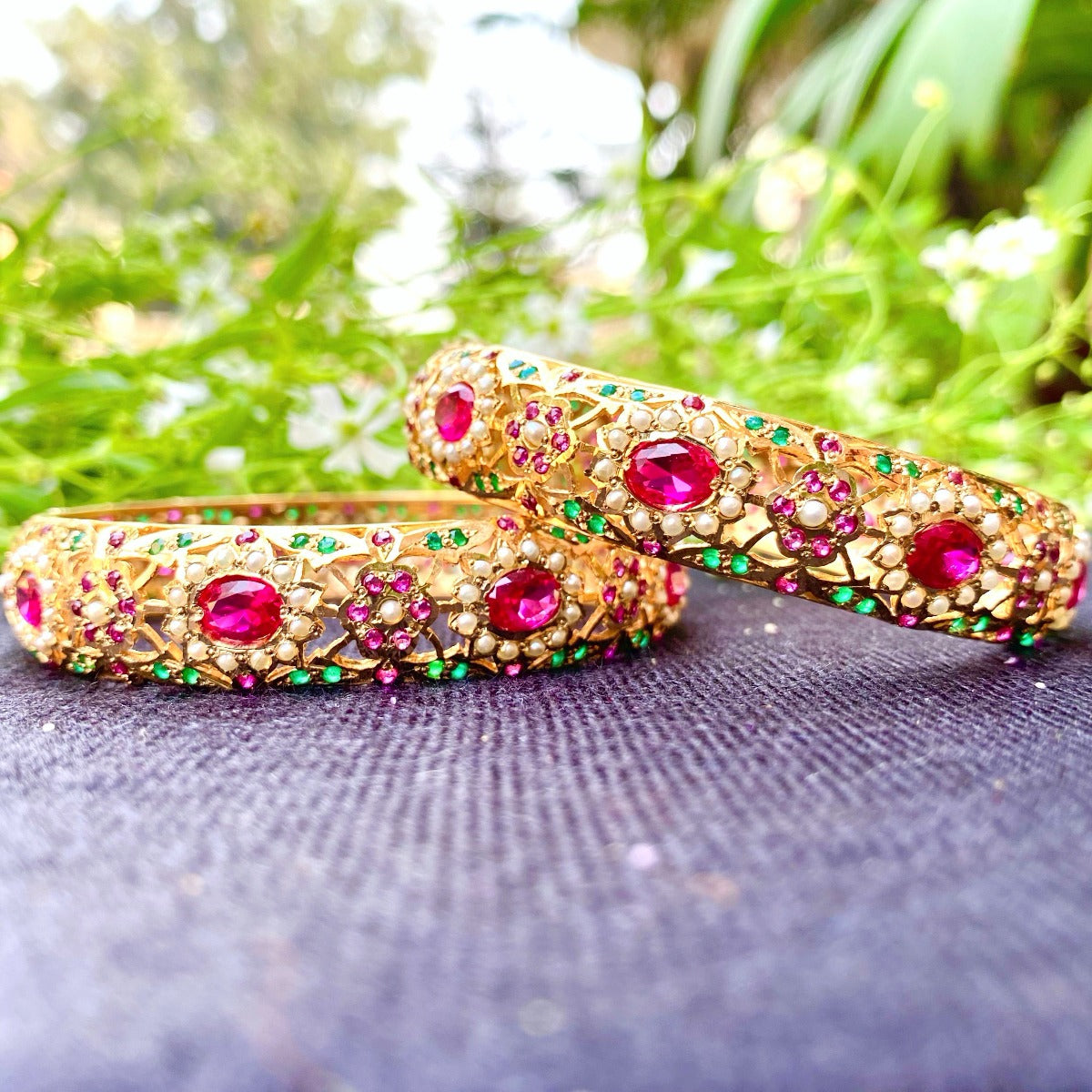 hyderbadi ruby emerald bangles
