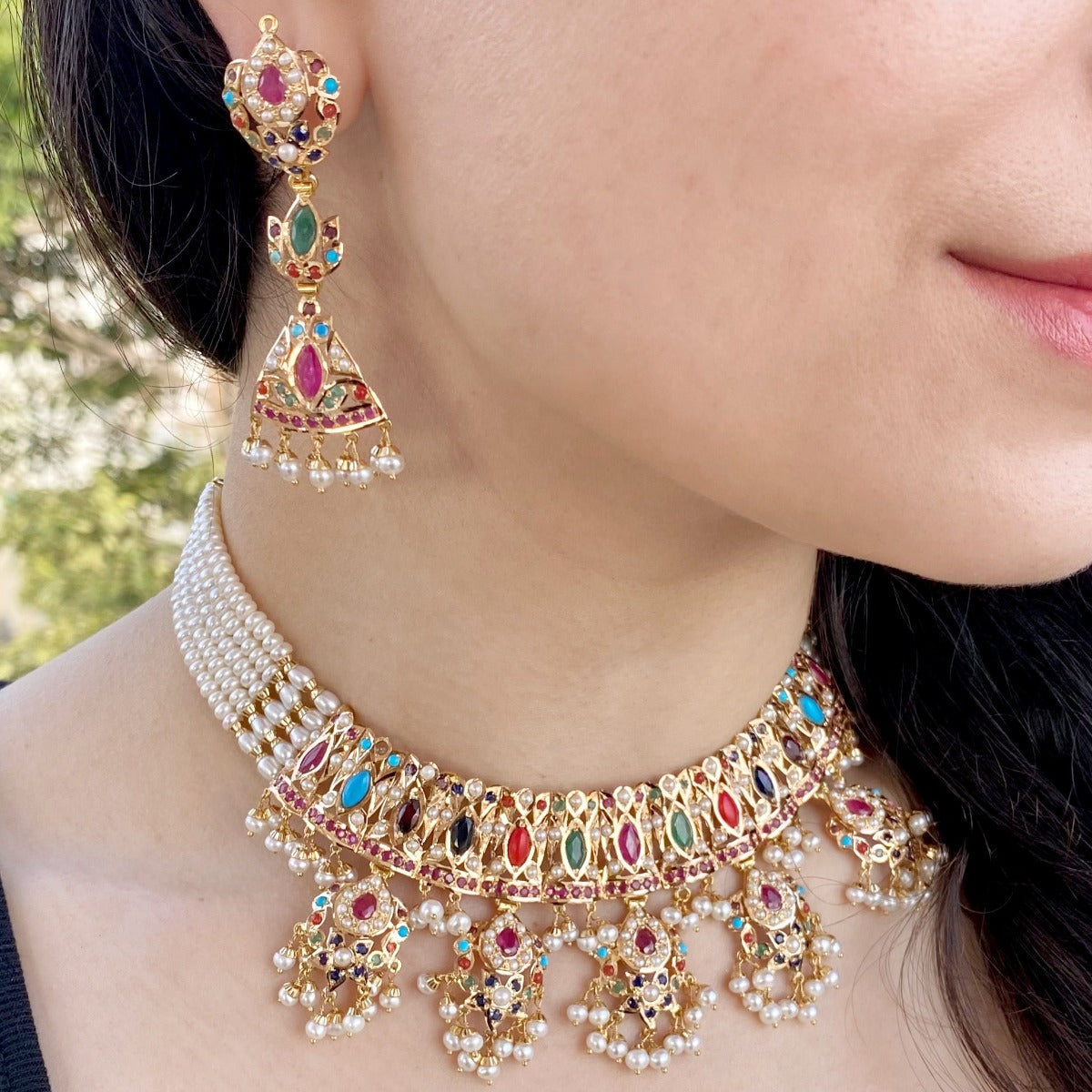 real gold navratna choker