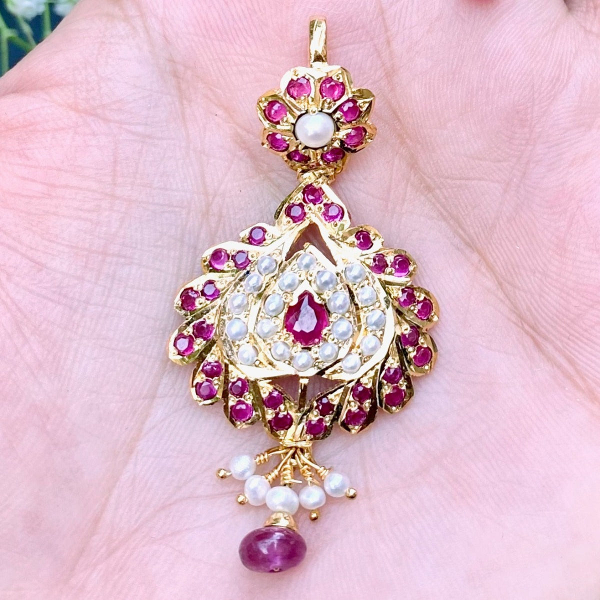 small ruby pendant set