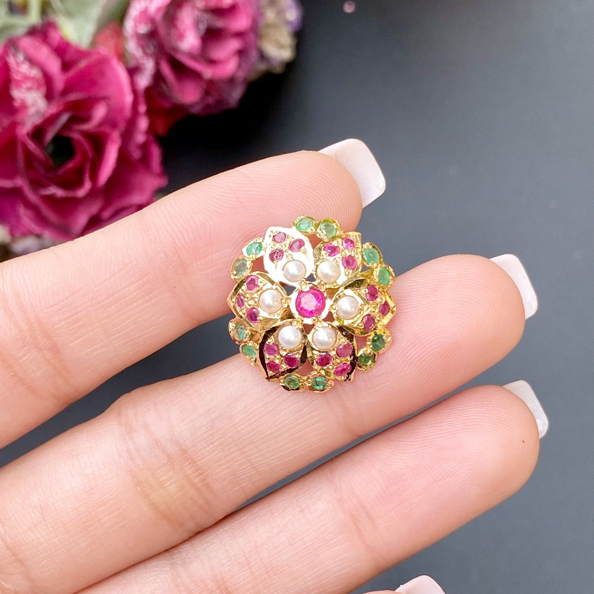 real stones real gold ladies ring