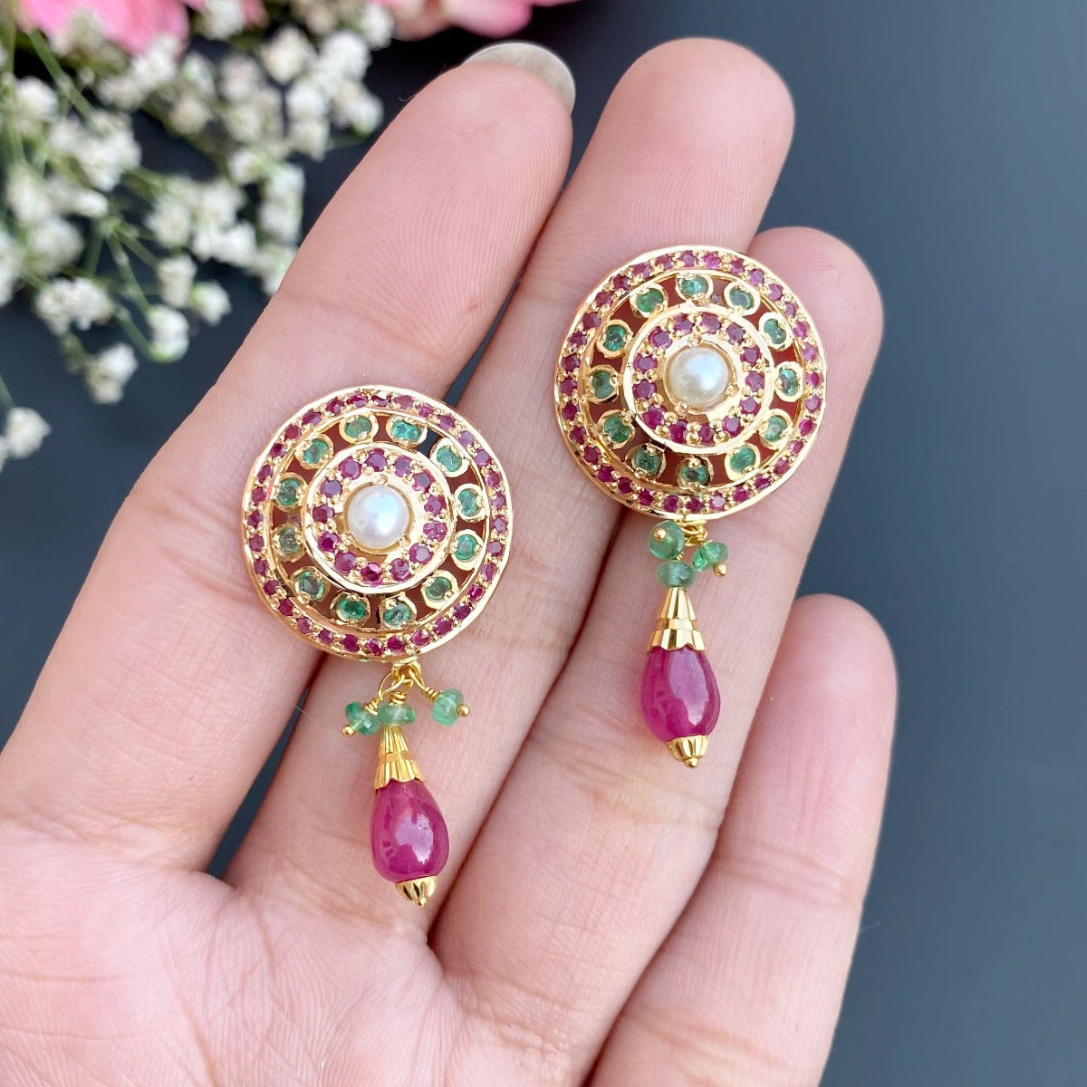 bengali gold pendant earrings set