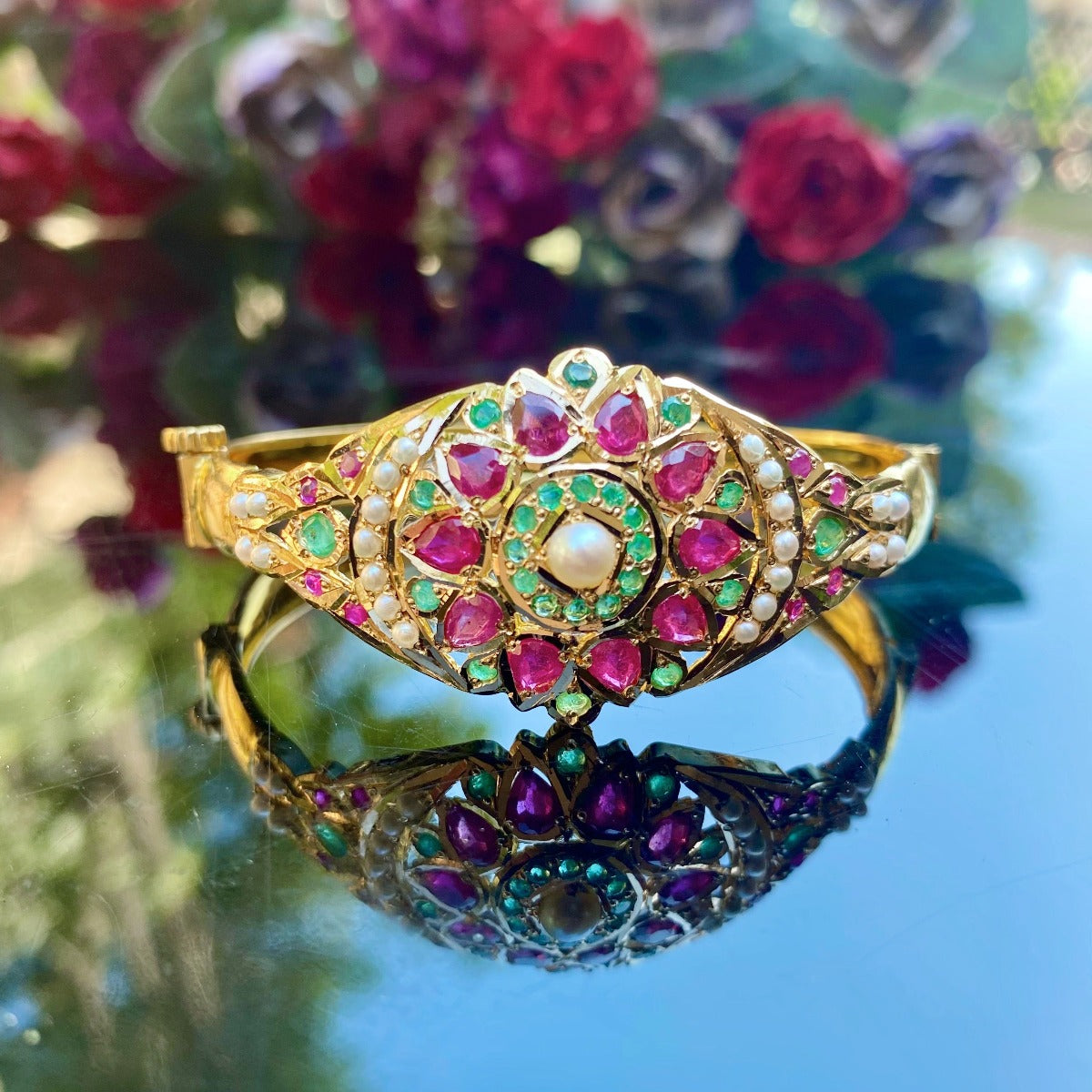 ruby emerald bracelet in hallmark gold