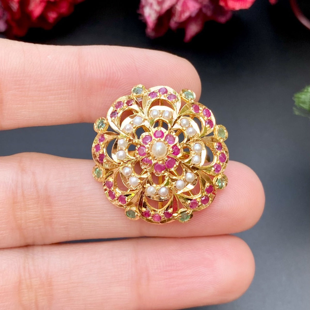 womens gold finger ring jadau
