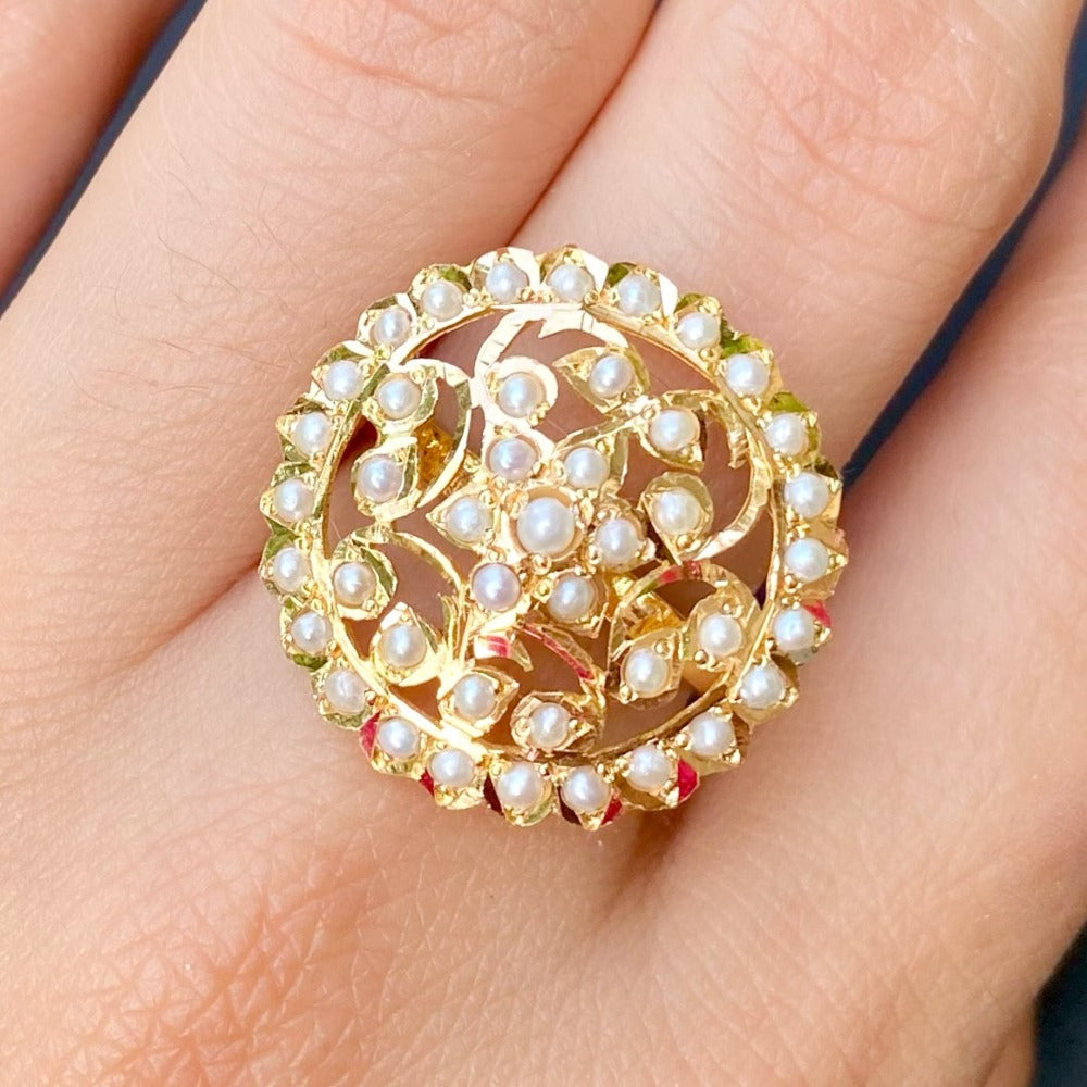 pearl gold ring  for women tanishq under 25000
