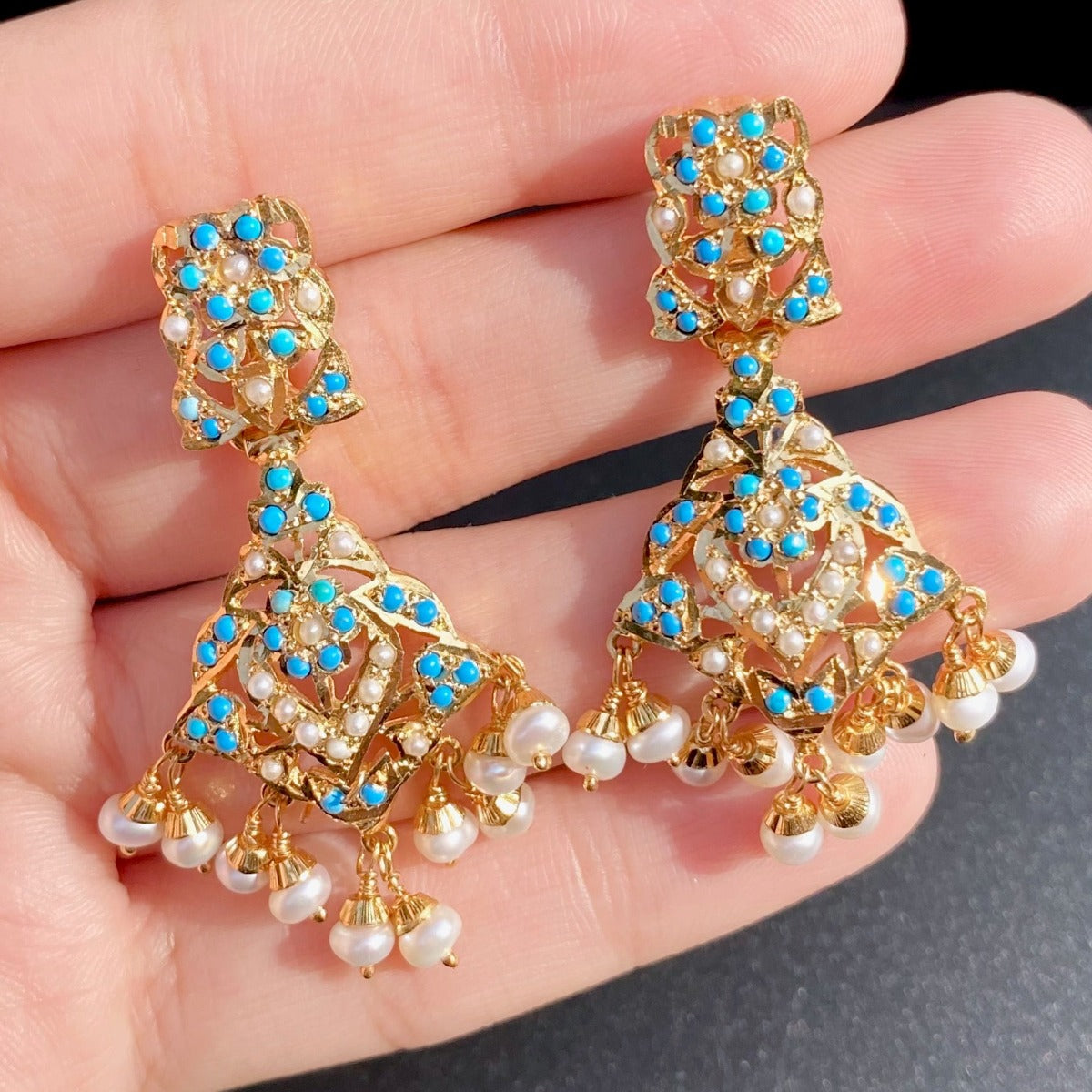 small delicate firoza earrings