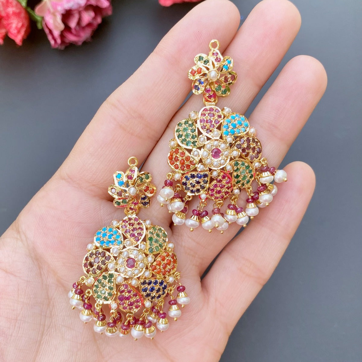 navratan choker set on 22k gold