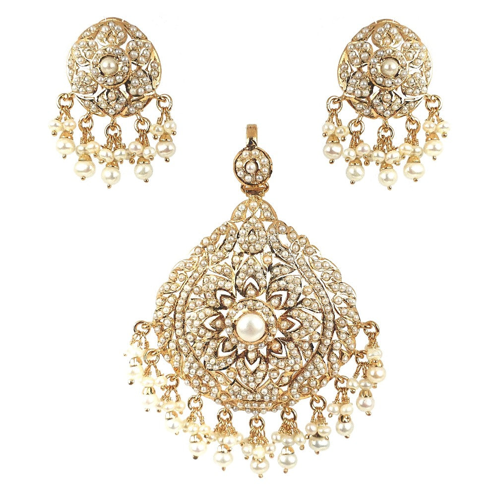 jadau pendant set with pearls