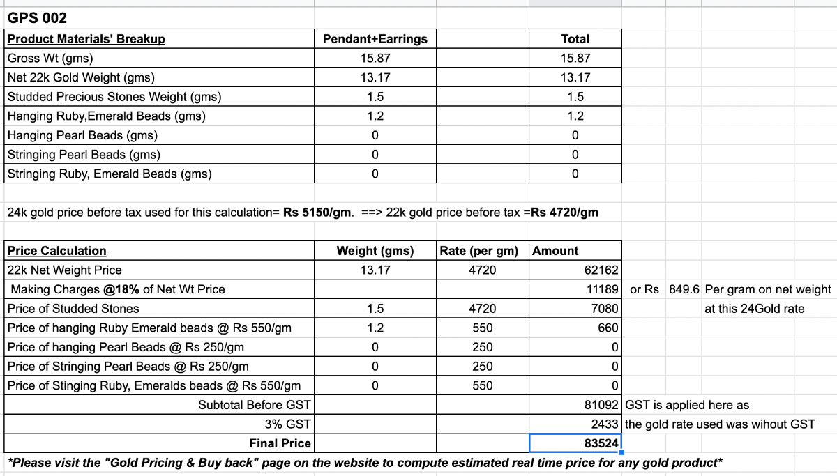 jadau pendant set on real gold