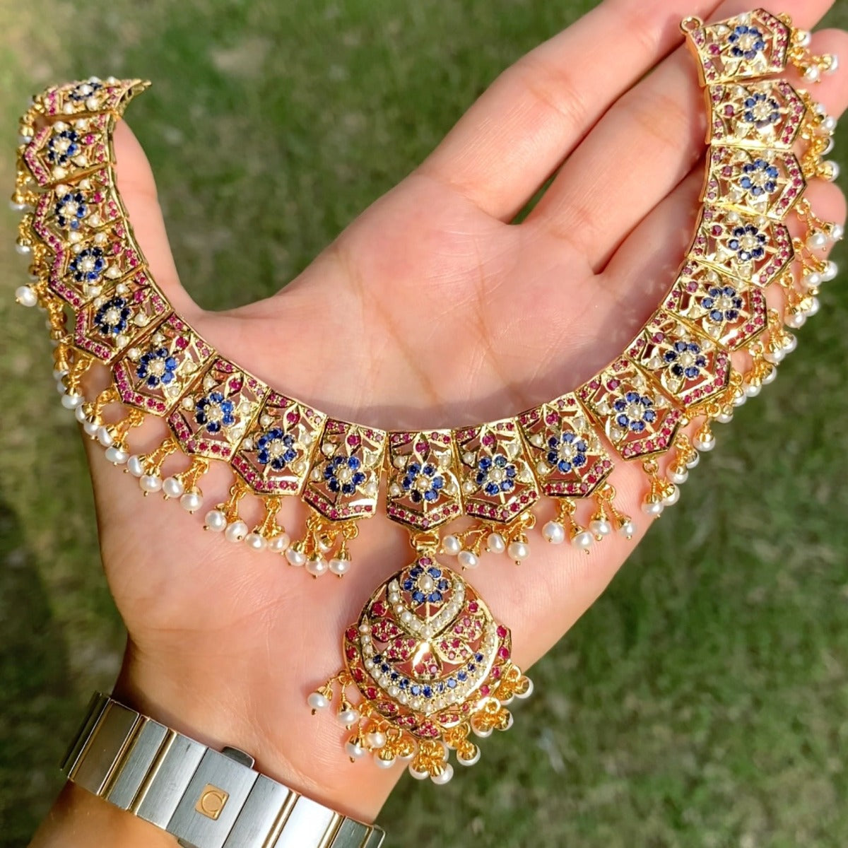 Gold Plated Jadau Necklace Set | For Girls & Women NS 111