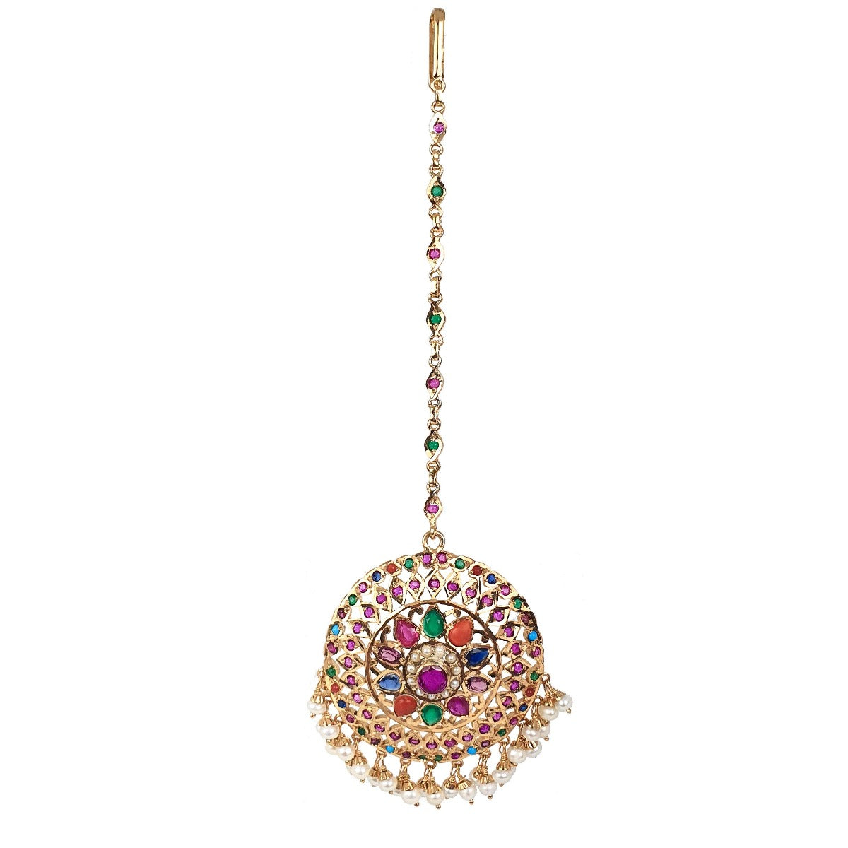 gold plated navratna teeka