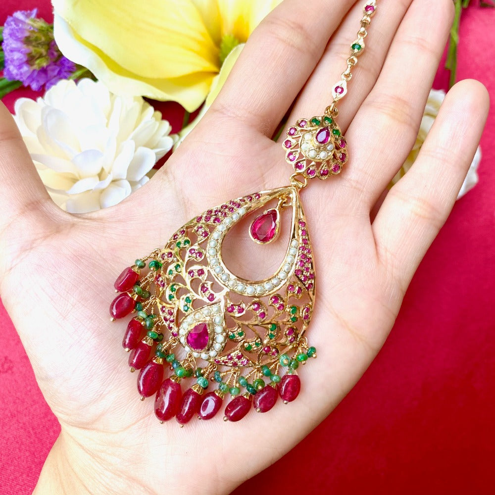 Gold Plated Jadau Tikka in 925 Silver TK 011