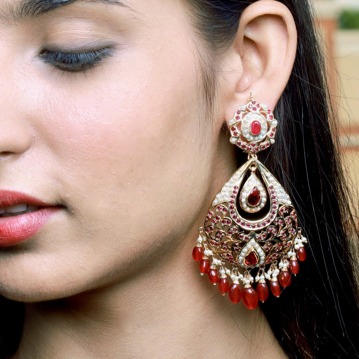 large drop shaped earrings