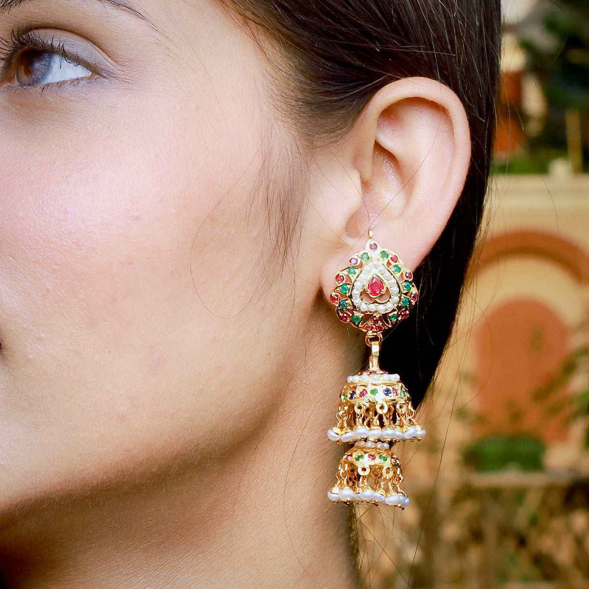 jadau double jhumka