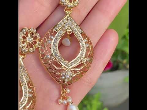 pearl chandbali with gold plating