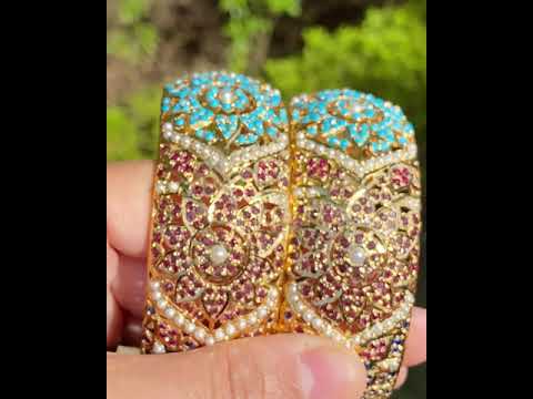 mughal jadau bangles in navratna