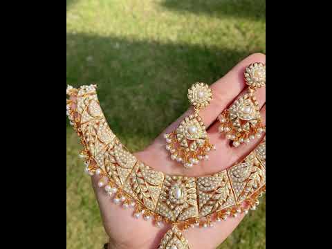 pakistani jadau necklace set with pearls