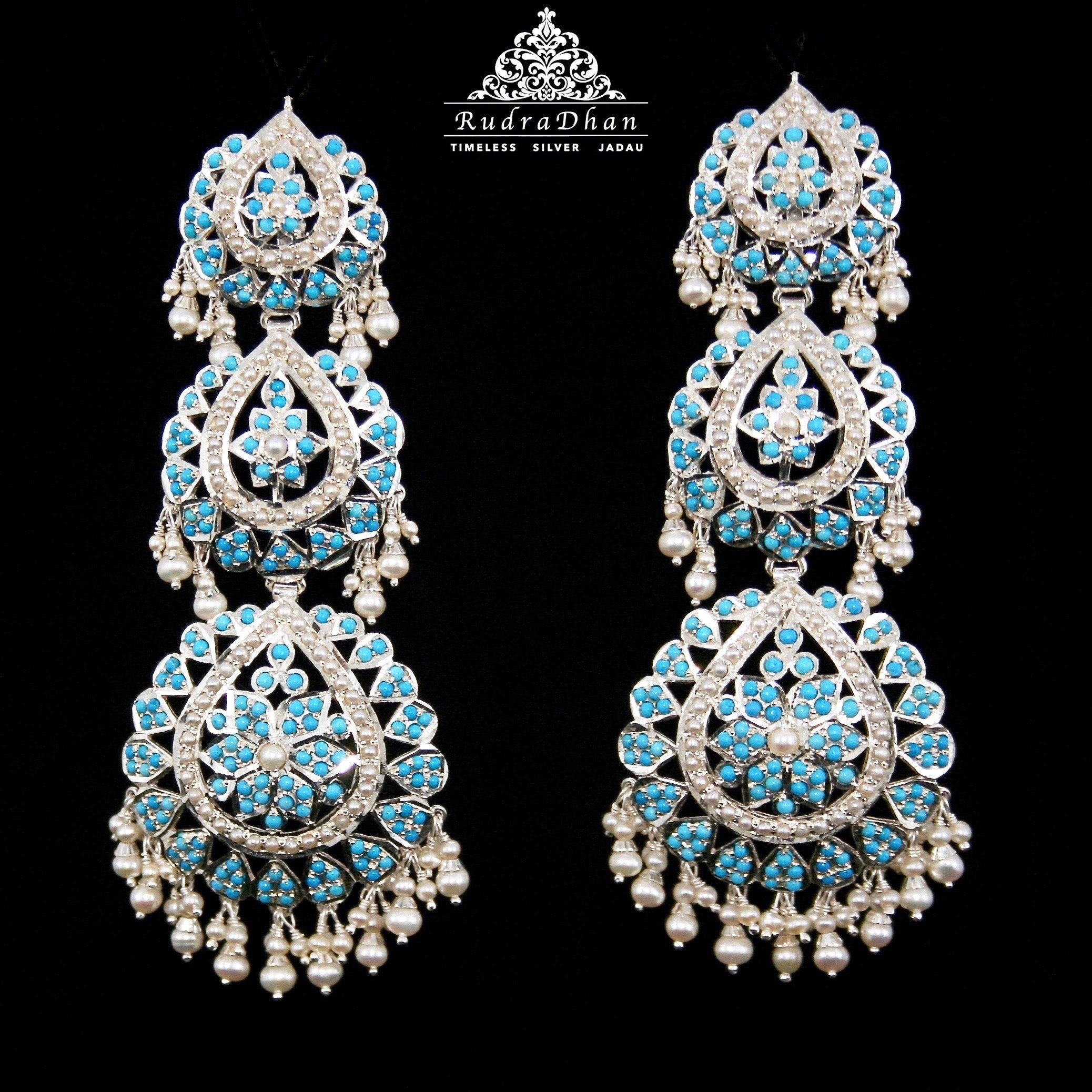 pearl and turquoise pheroza earrings
