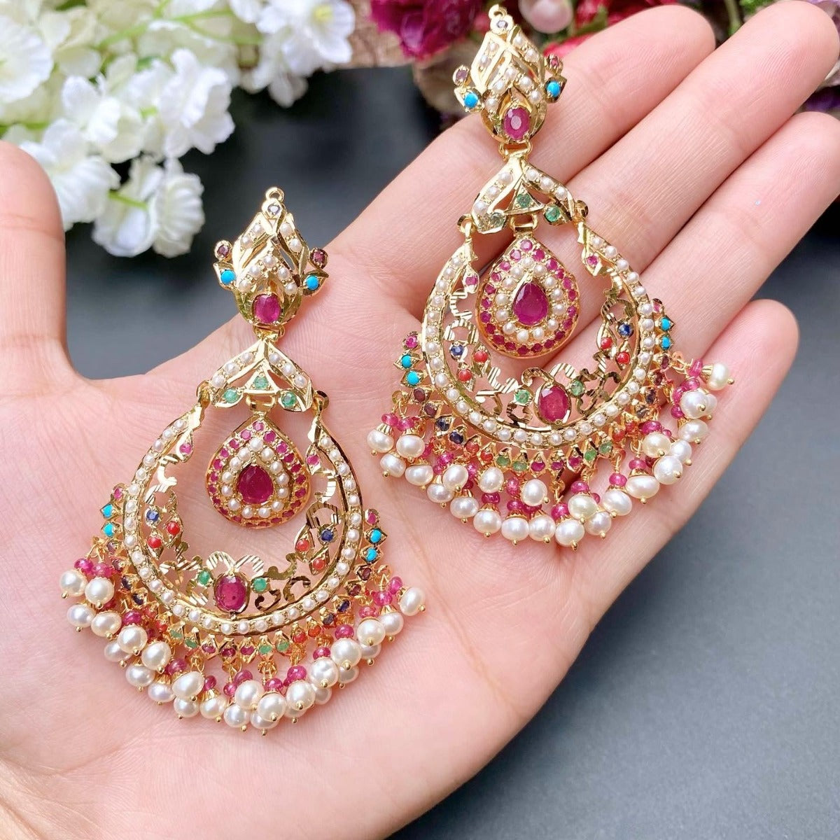 bridal jadau navratna necklace gold