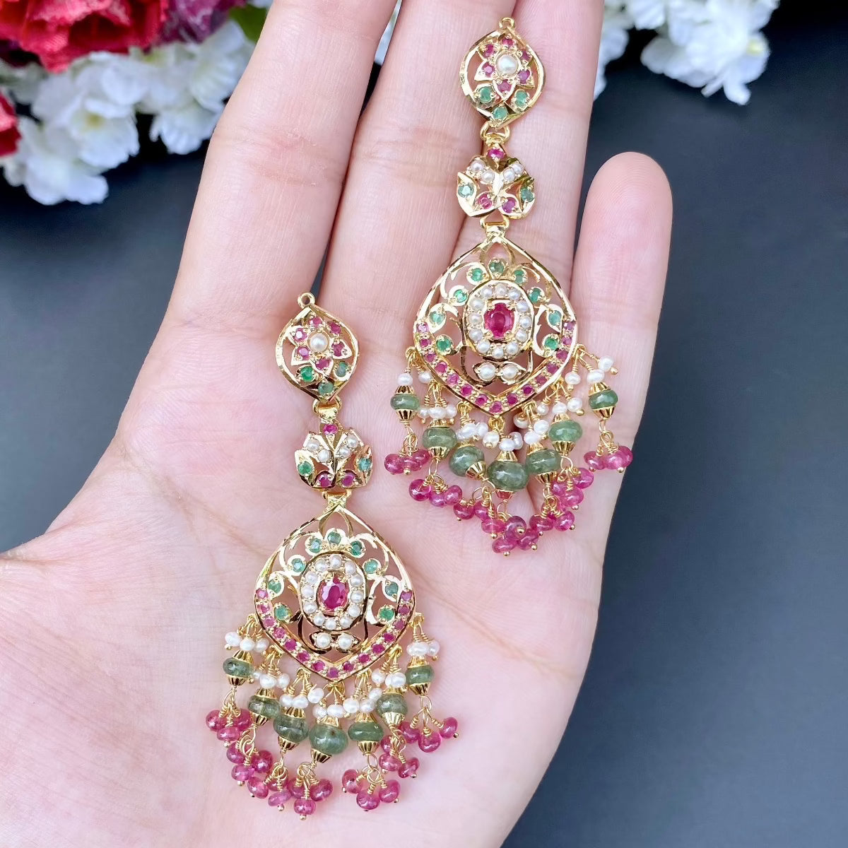jadau gold choker ruby emerald