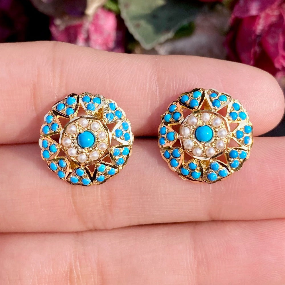 turquoise studs gold