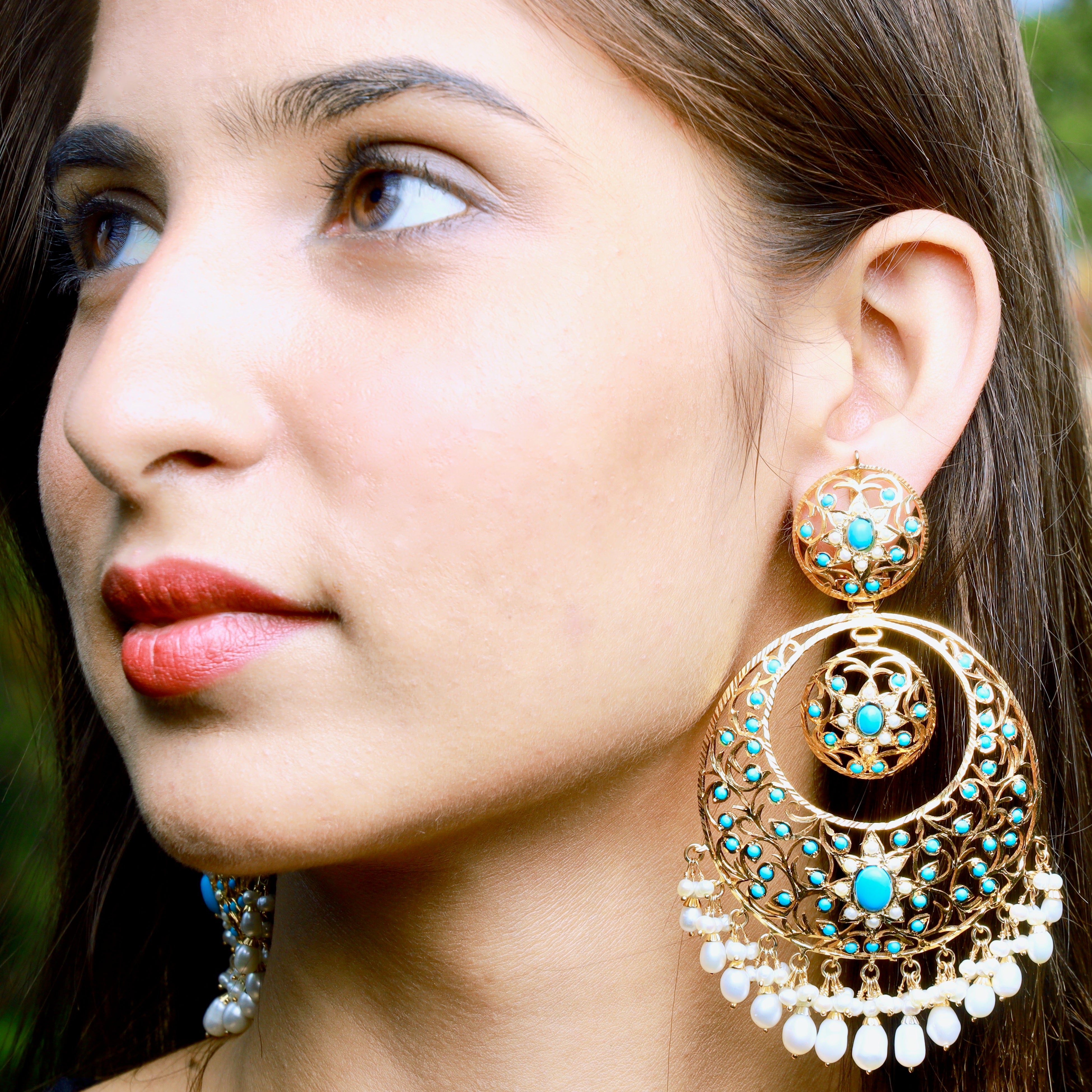 Pearl Turquoise (firoza / Pheroza) Jewelry in gold & gold plated sterling silver