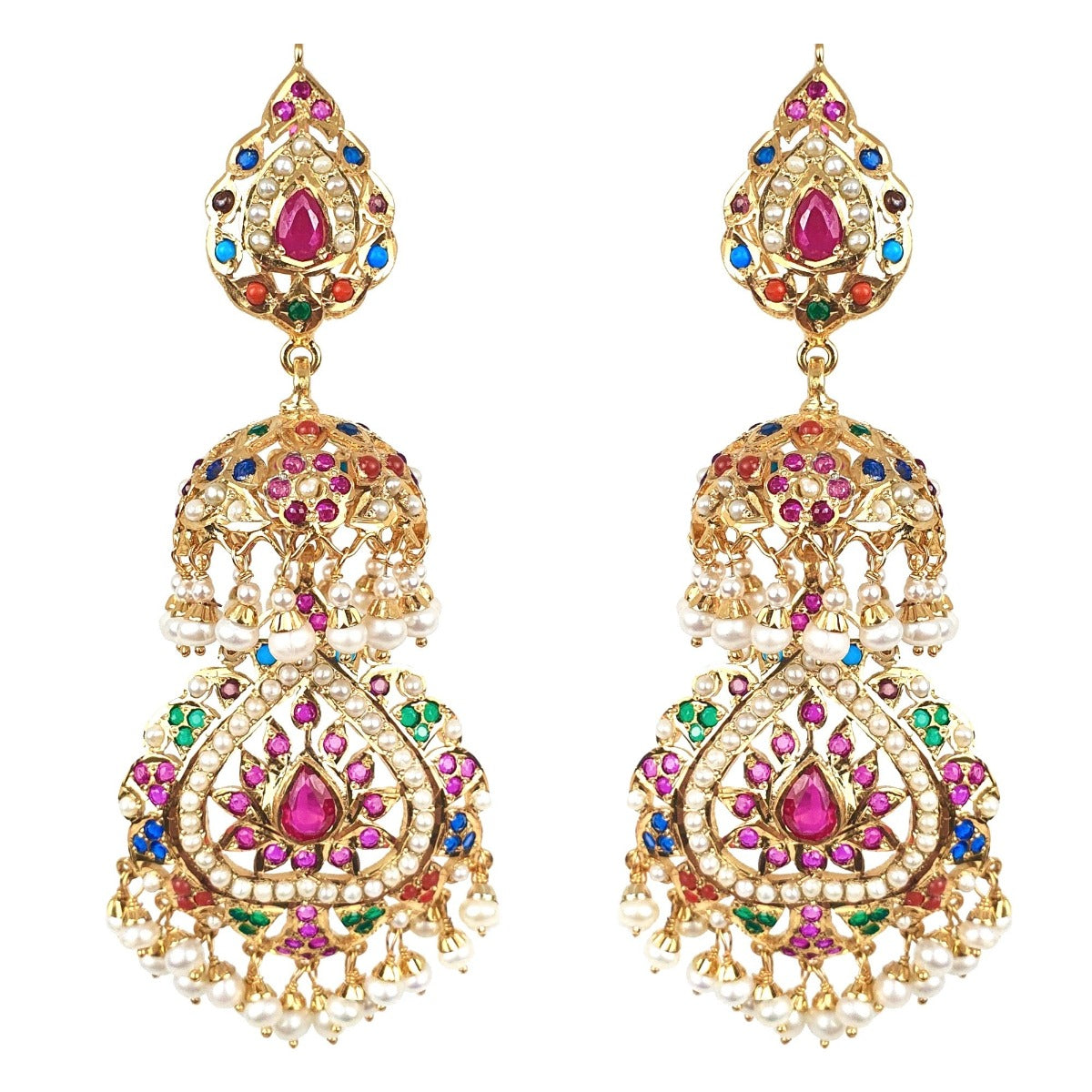 navratna jhumka earrings