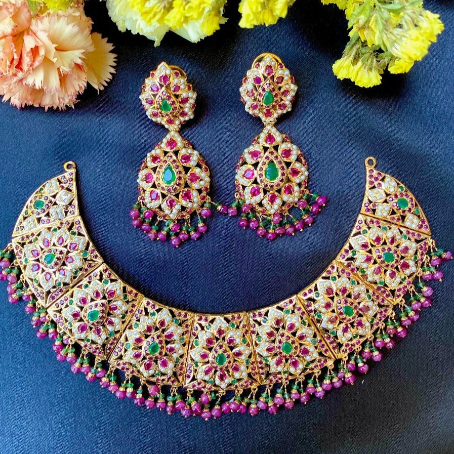 bridal wear necklace sets on gold and sterling silver with gold plating