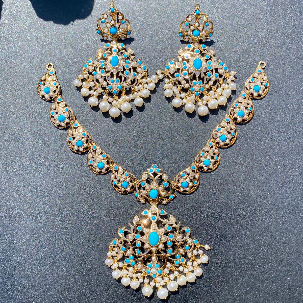 Feroza Necklace Sets on 22k Gold