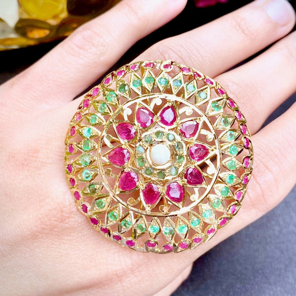 Ruby Emerald Rings | 22k Gold & Gold Plated on Silver