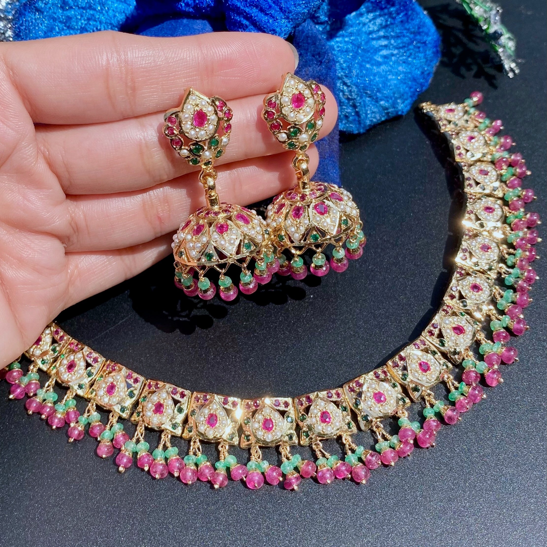 necklace with jhumka