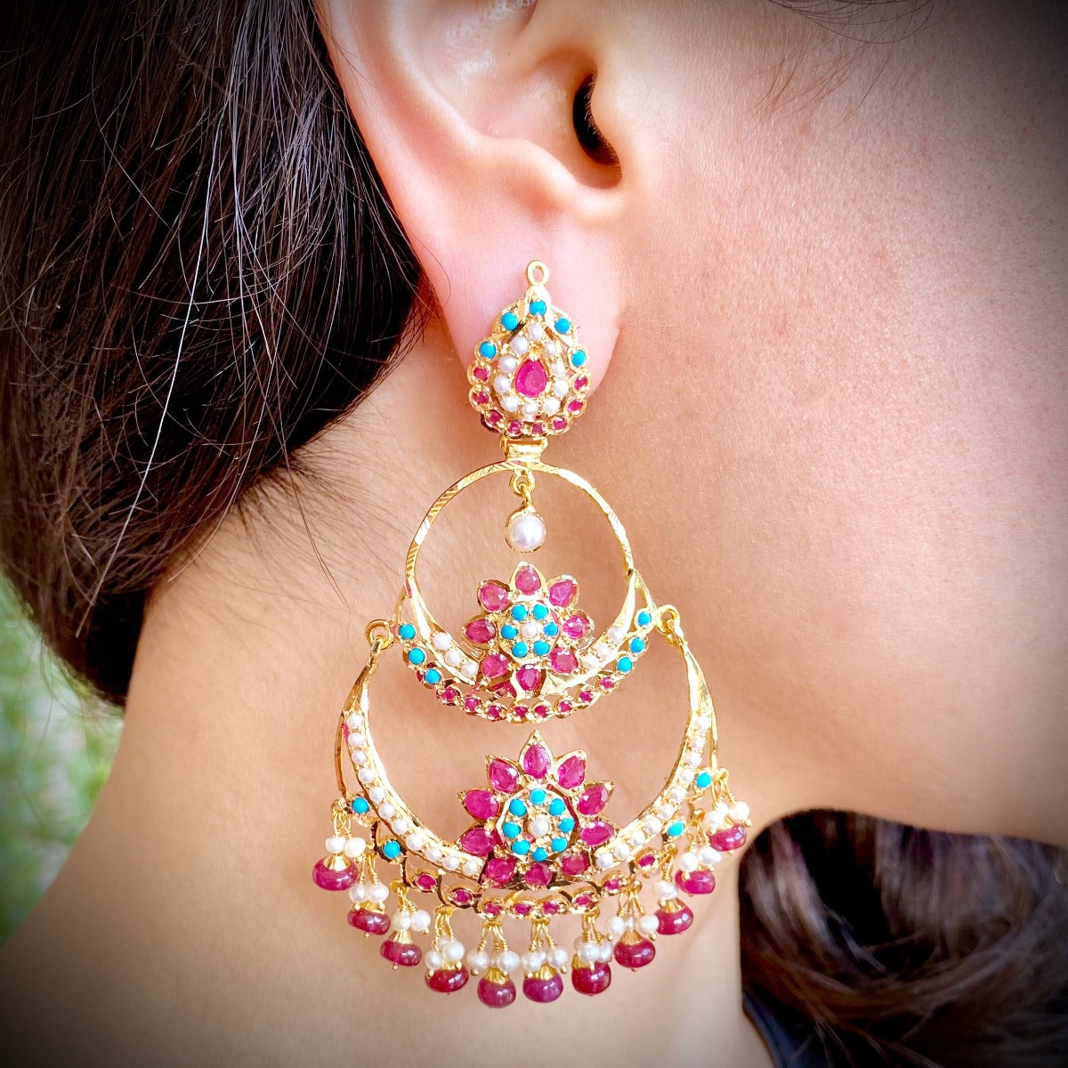 22k Gold Chandbali Earrings | Jadau Jewelry