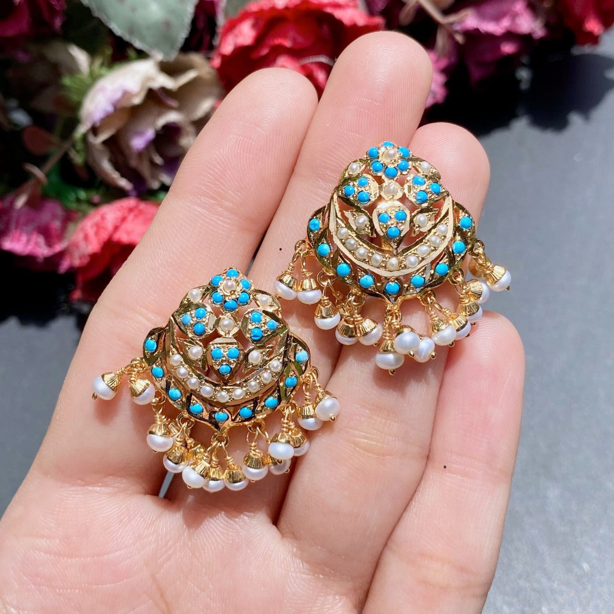 feroza turquoise studs