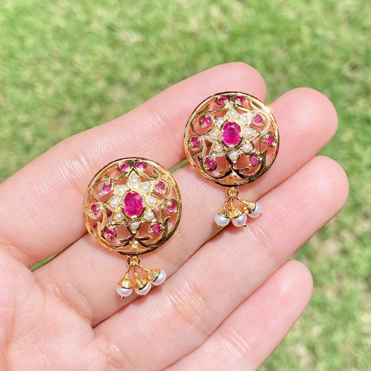 ruby studs for women