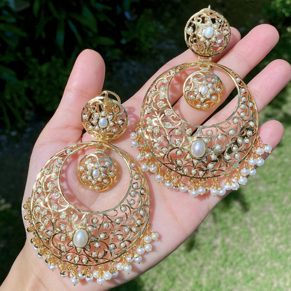 pearl chandbali earrings