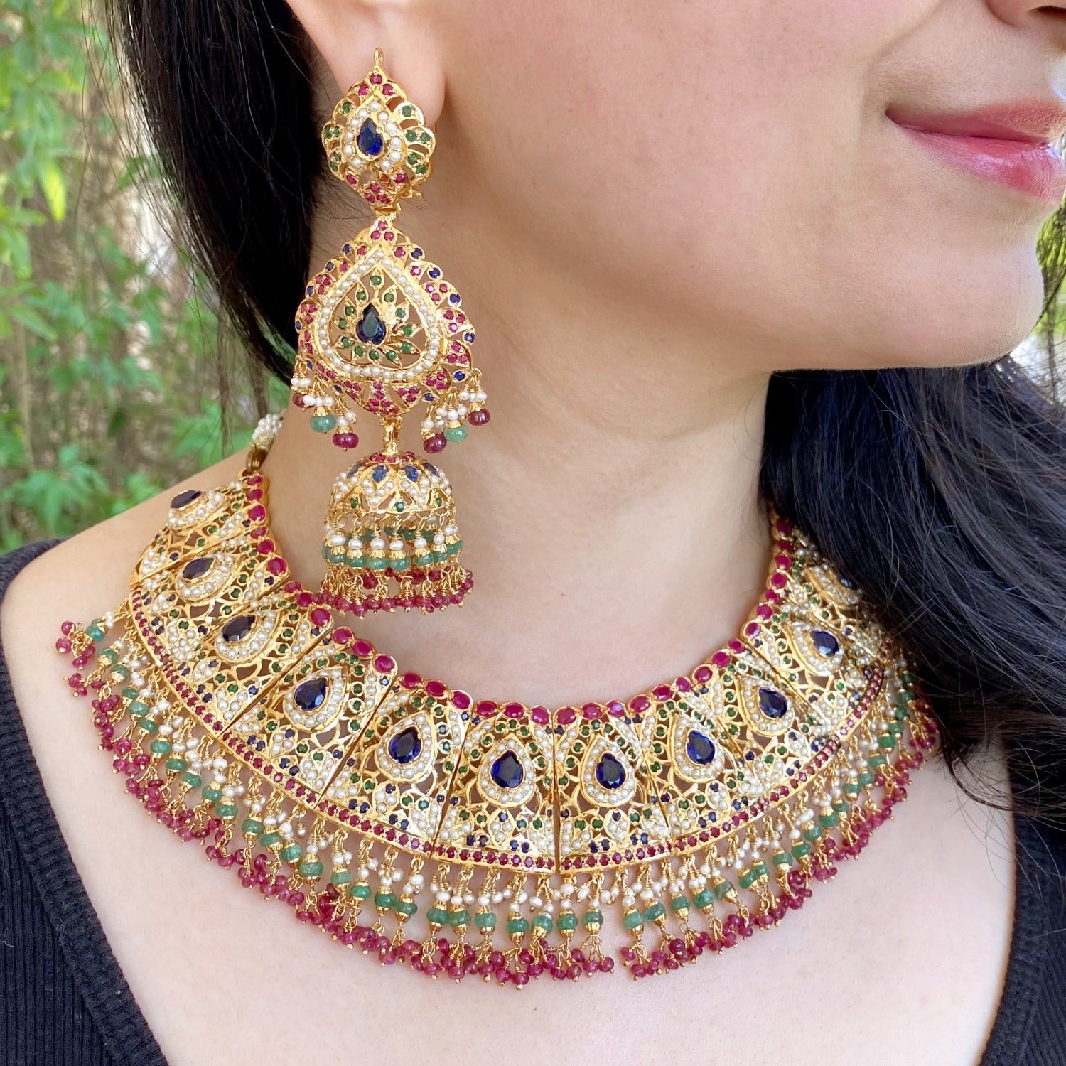 bridal necklace set in multicolors