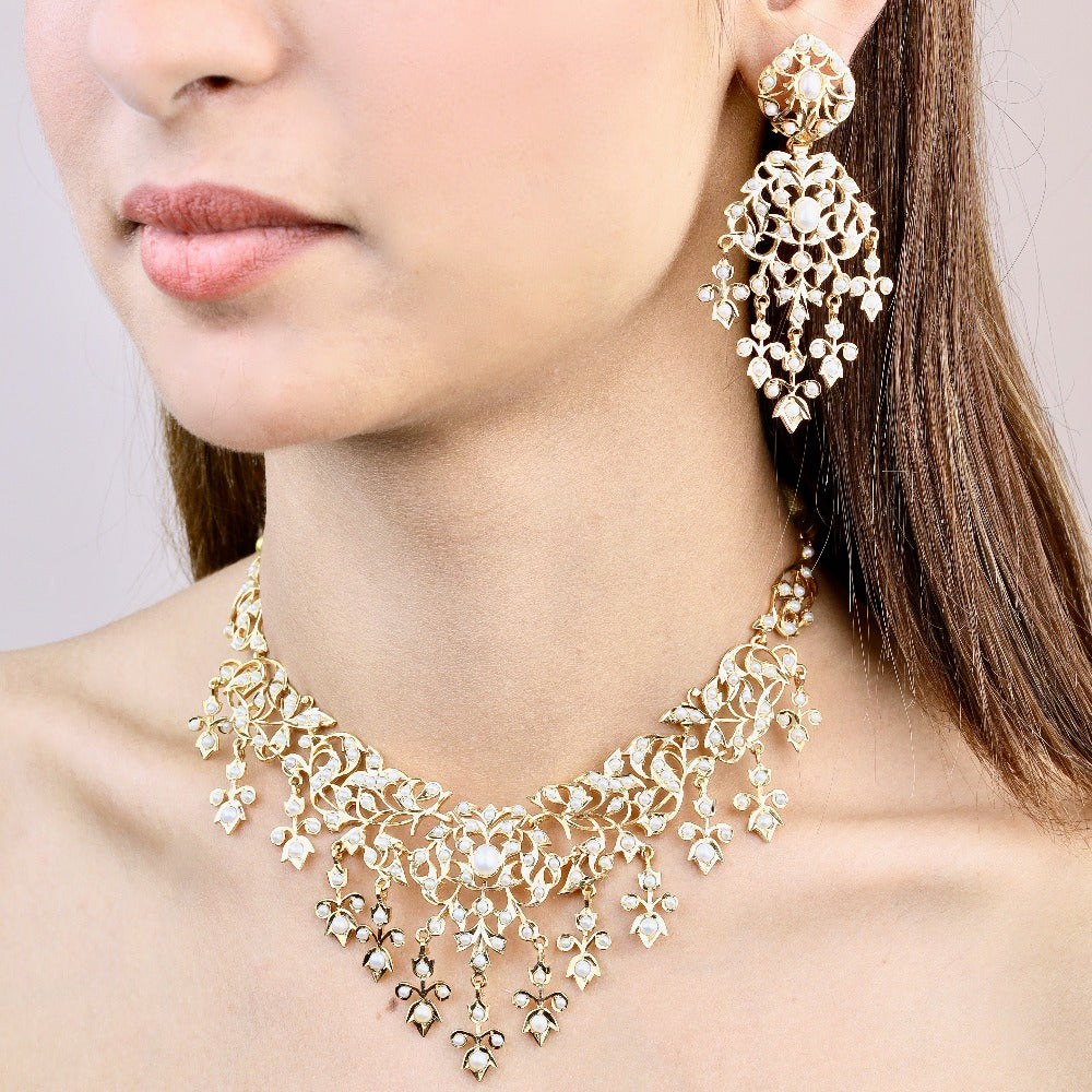 gold plated pearl necklace