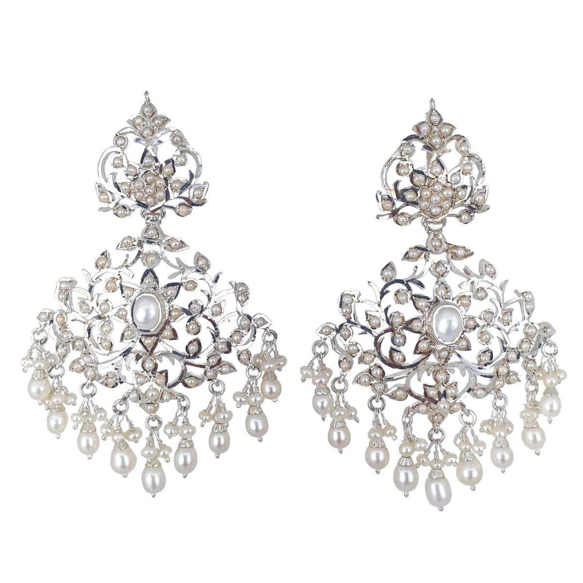 silver jadau earrings