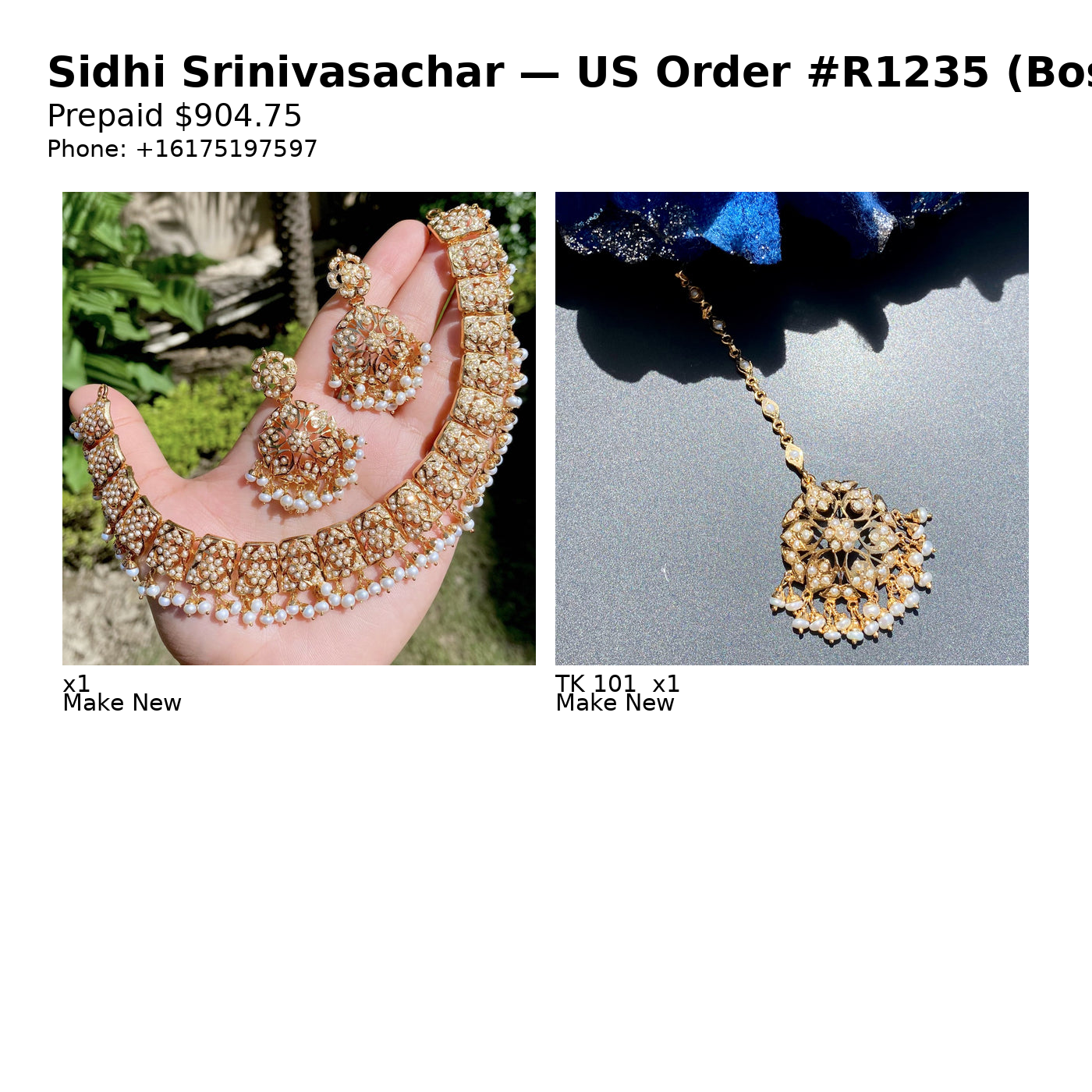 US Order #R1235