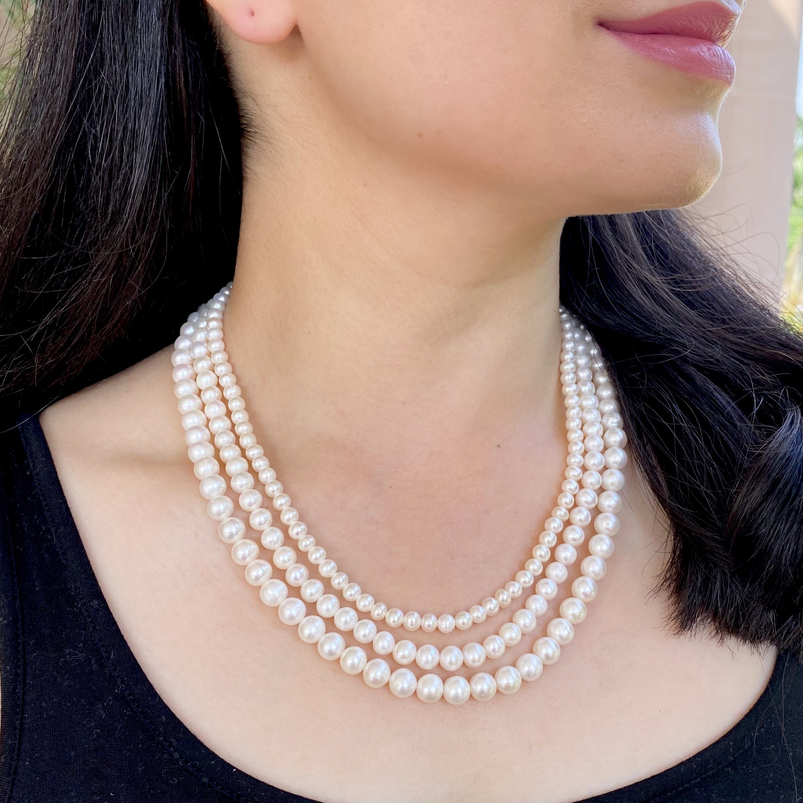 3 line pearl sring necklace pn 02