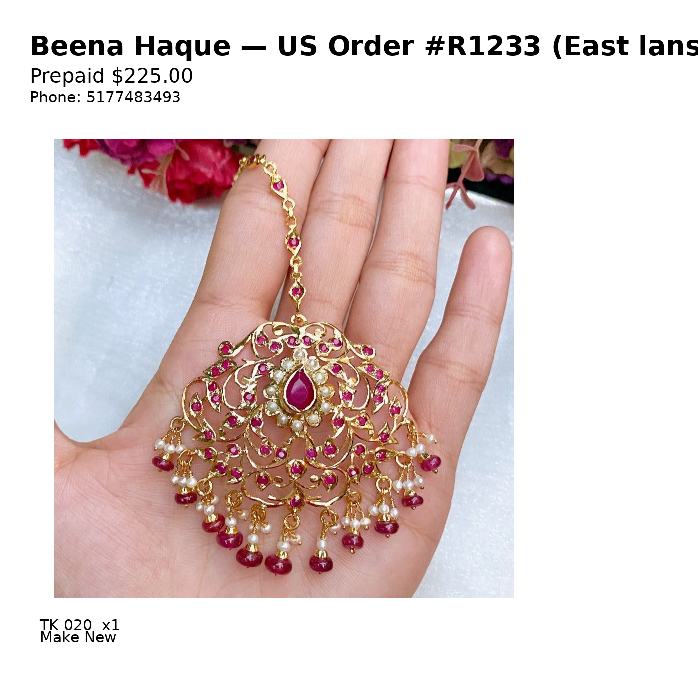 US Order #R1233