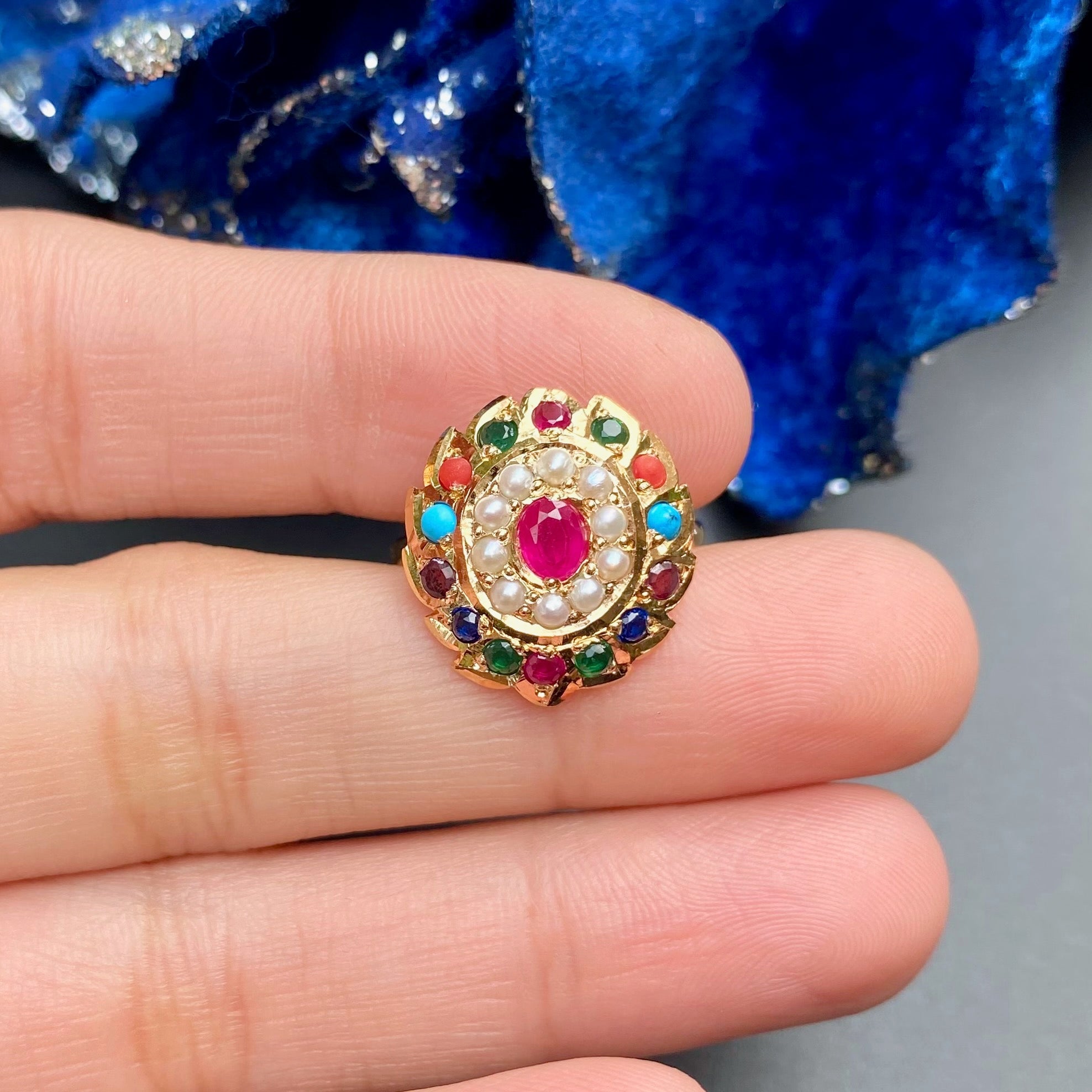 navgraha ring on silver with gold plating