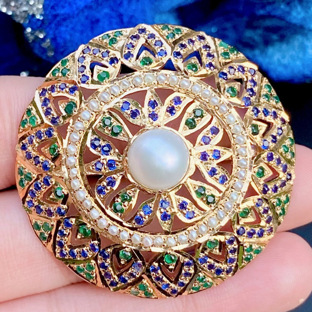Gold Plated Silver Rings For Women | Statement Mughal Design Cocktail Ring LR 022
