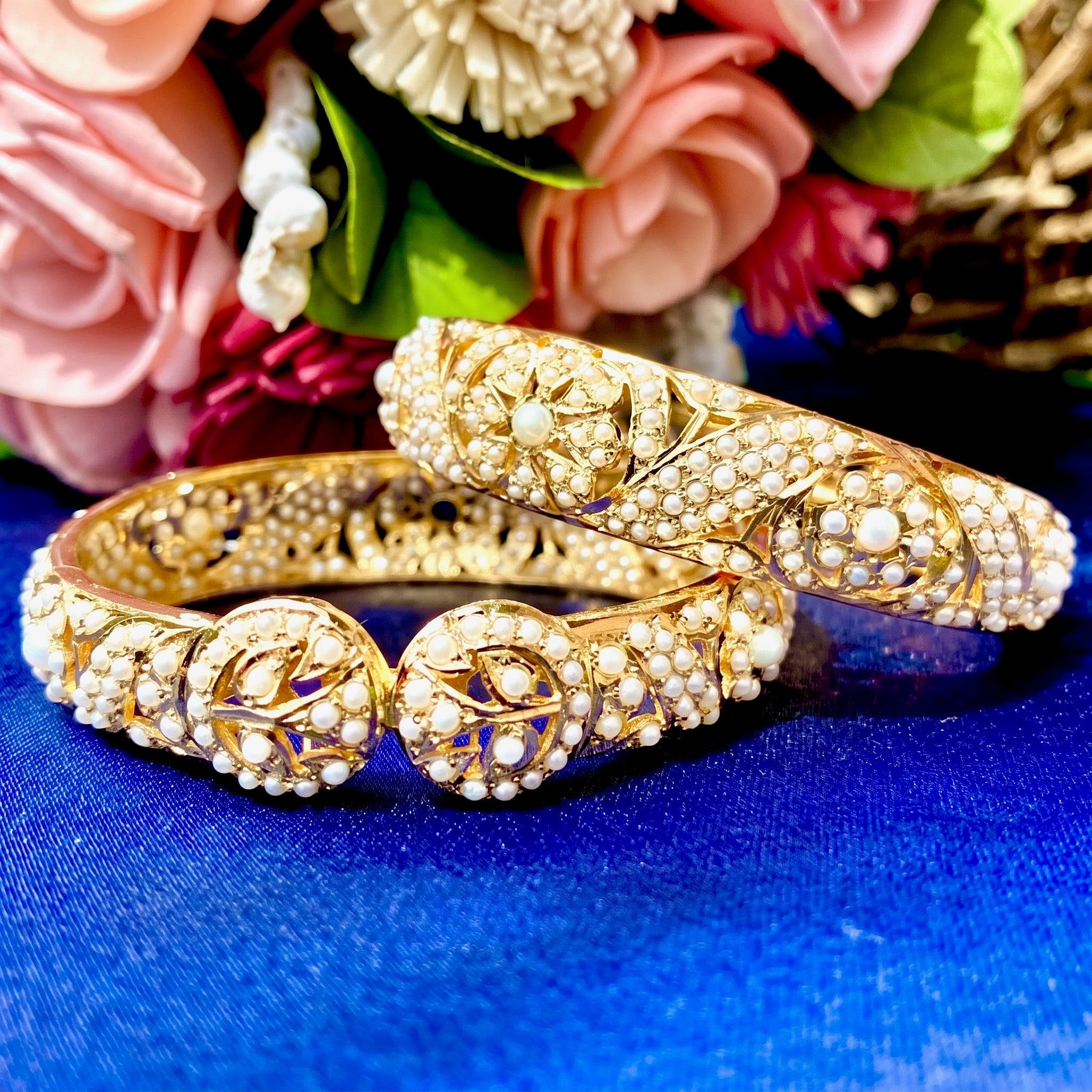 pearl studded bangles in mughal design
