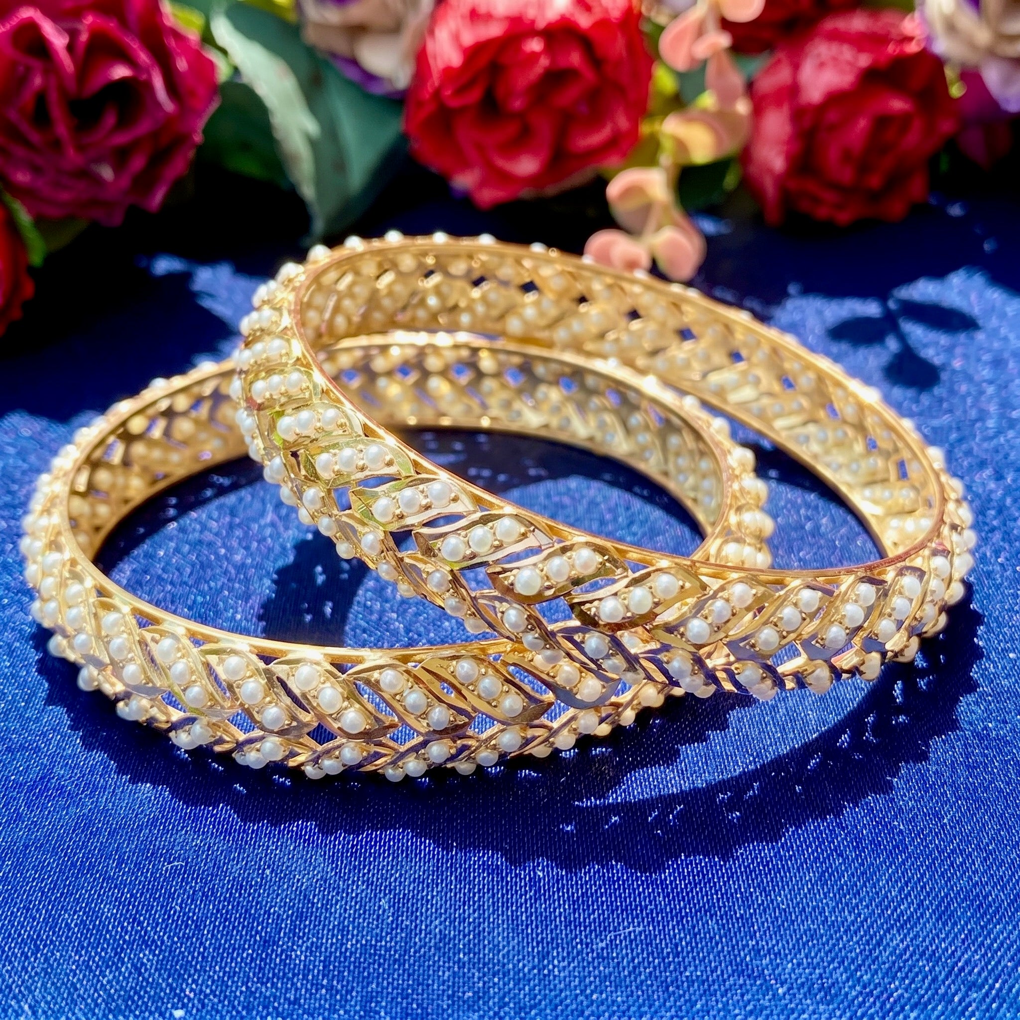 pearl bangles made with traditional indian / pakistani jadau craft