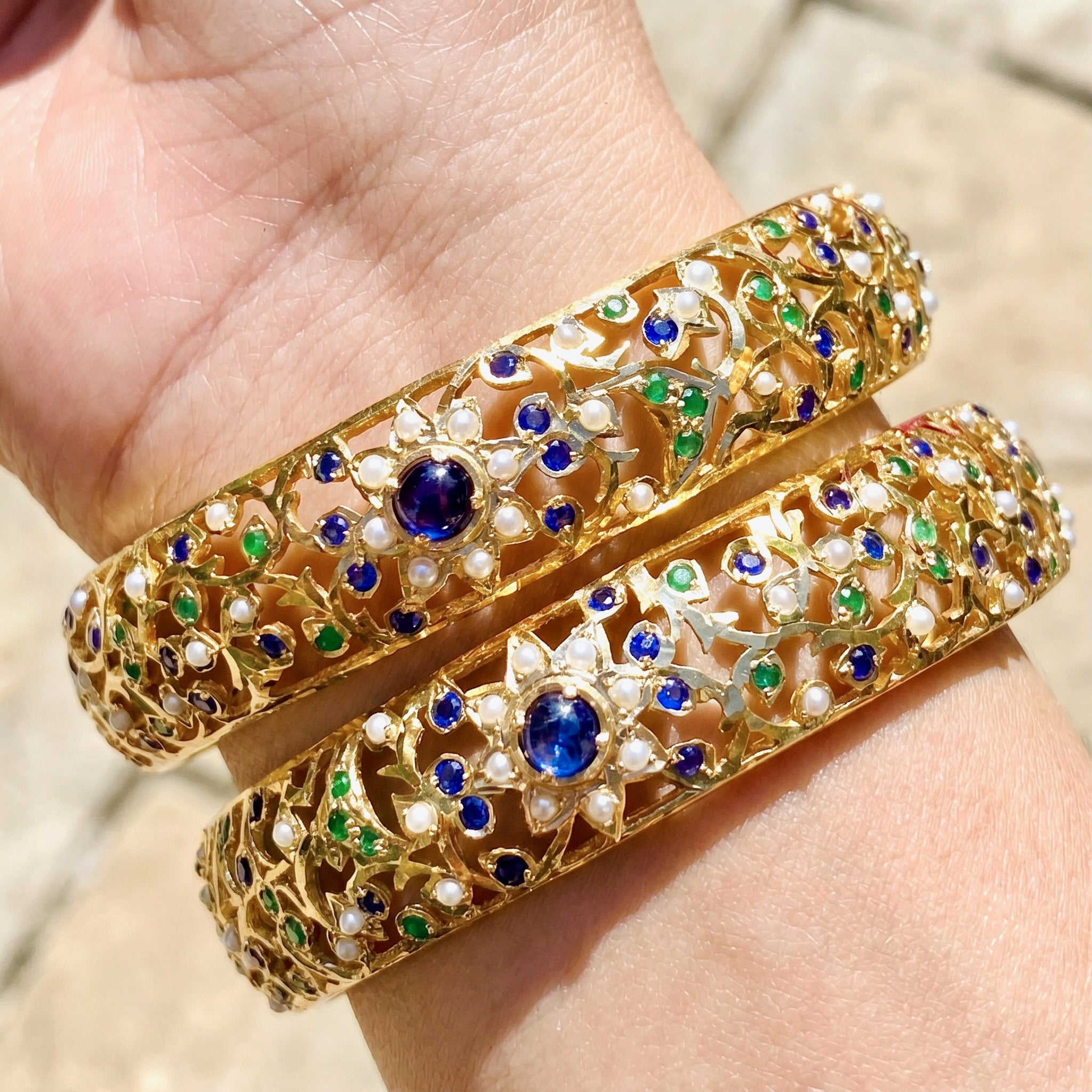 fine mughal era art bangles studded with stones