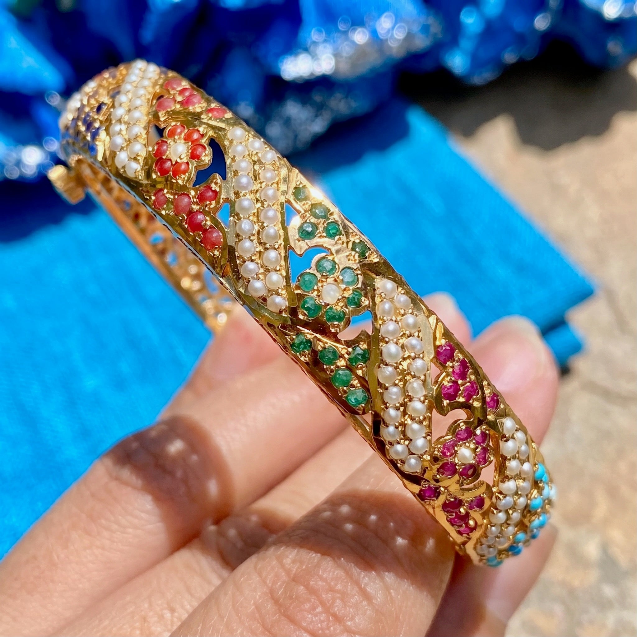 gold plated navratna kada